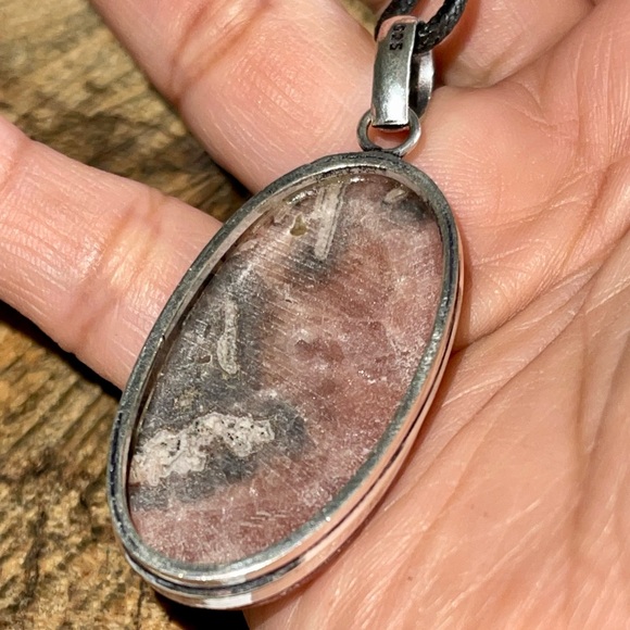 Raspberry Spar Rhodochrosite Pendant 2 1/4” - Picture 11 of 13